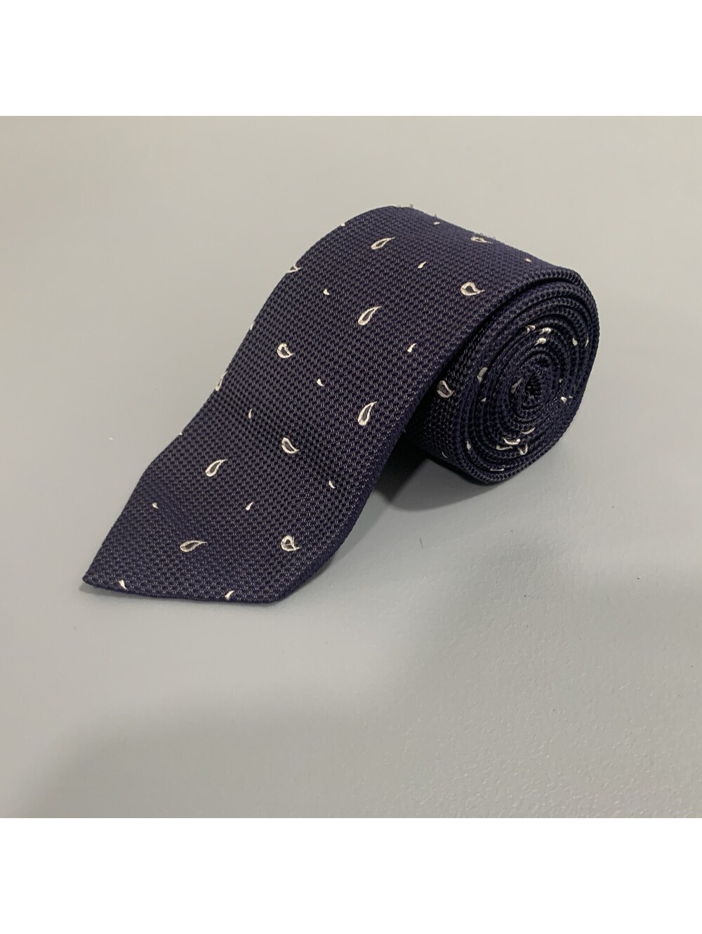 Faconnable Men's Navy Blue & White Paisley Tie